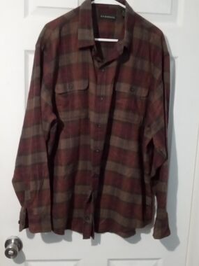 Men's Casual Button-Up Plaid Shirt in Burgundy and Olive by G.H. Bass & Co.